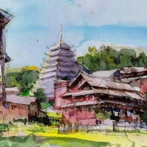 冯信群小幅风景水彩写生绘画作品欣赏