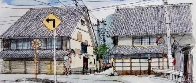 国外艺术家笔下的建筑风光钢笔淡彩写生