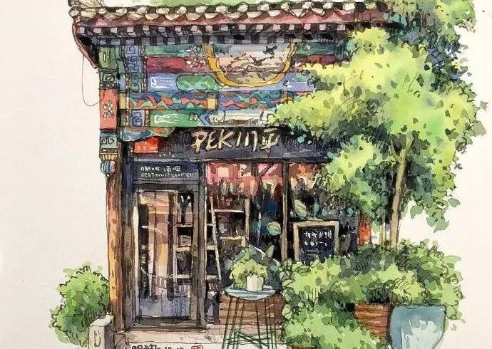 充满烟火气的市井生活作者：台湾水彩画家郑开翔绘画作品欣赏