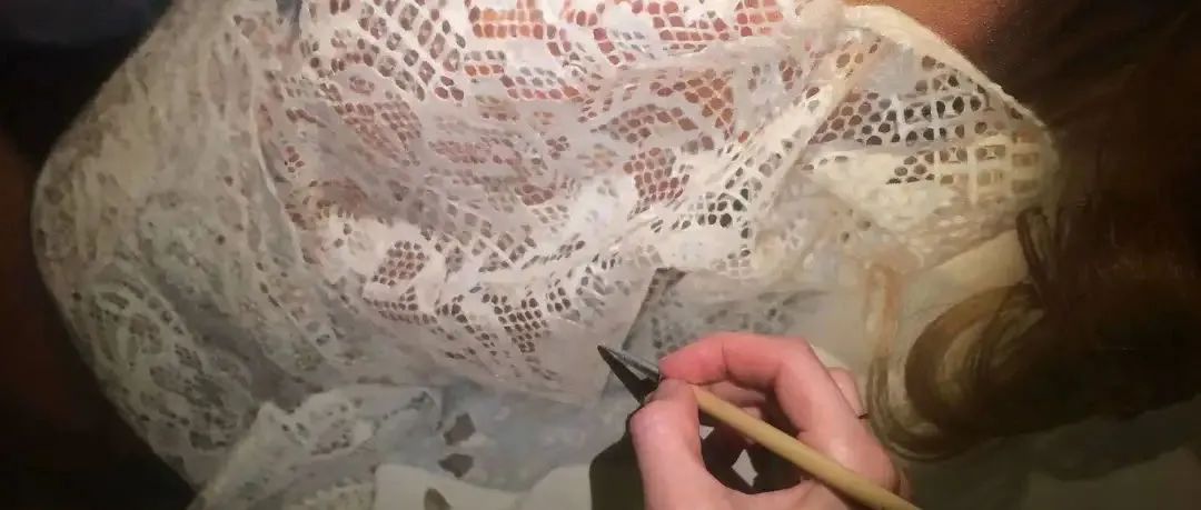 油画蕾丝裙女孩，绘画过程曝光，花边画得让人头皮发麻