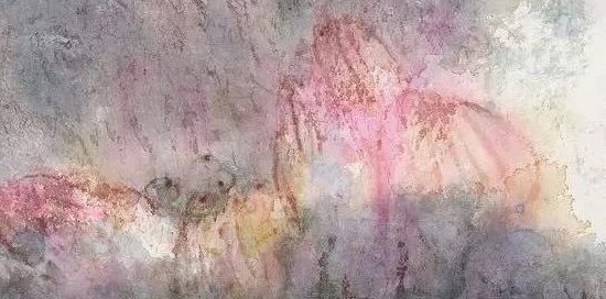 她画荷，全凭想象，如梦似幻