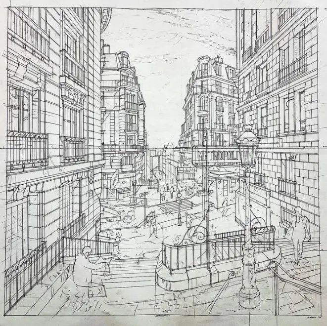 超写实画家能有多牛？光看透视线描稿，就让人彻底服气了