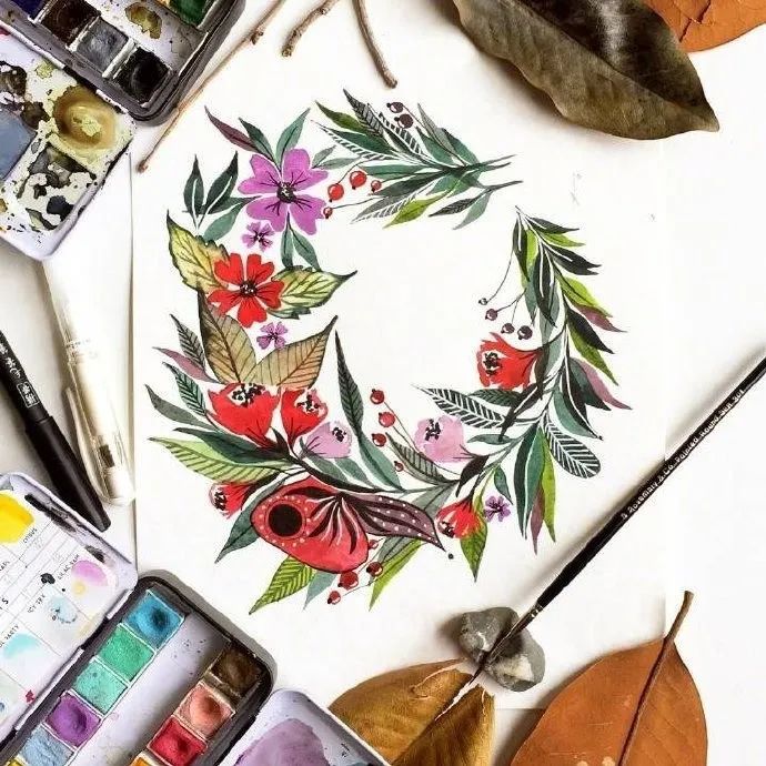 水彩花卉绘画 插画师 Pizzle Paints