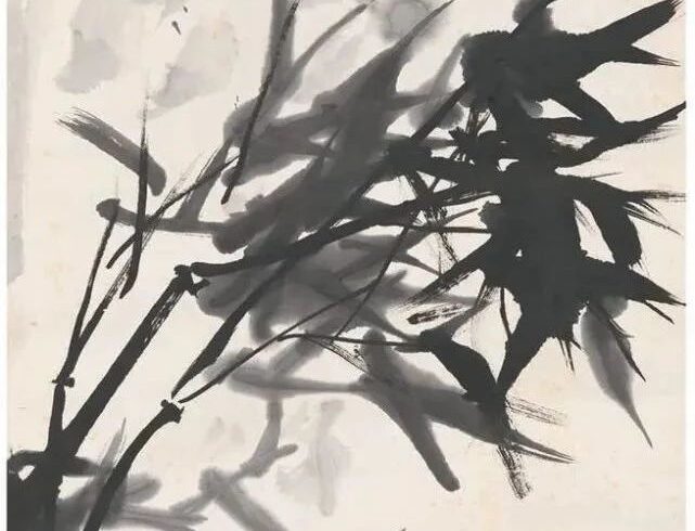 百岁老人写竹，元气淋漓