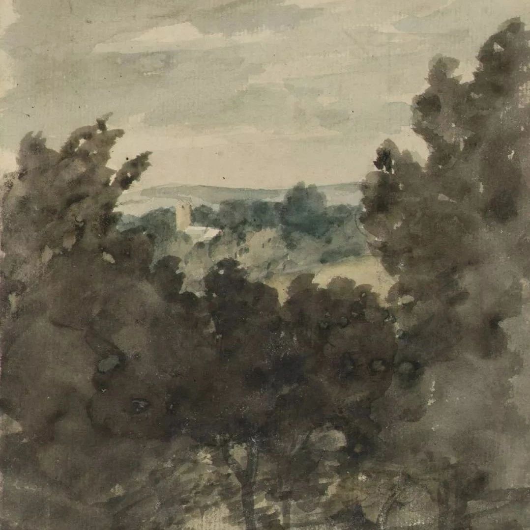 早期英国风景画家约翰康斯特勃水彩画手稿
