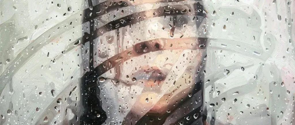 超写实美女画家新作：像隔着一层玻璃，看得人头皮发麻