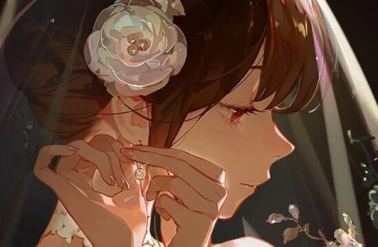日系唯美风的二次元少女插画，有一种忧郁与孤高的气质，又A又飒