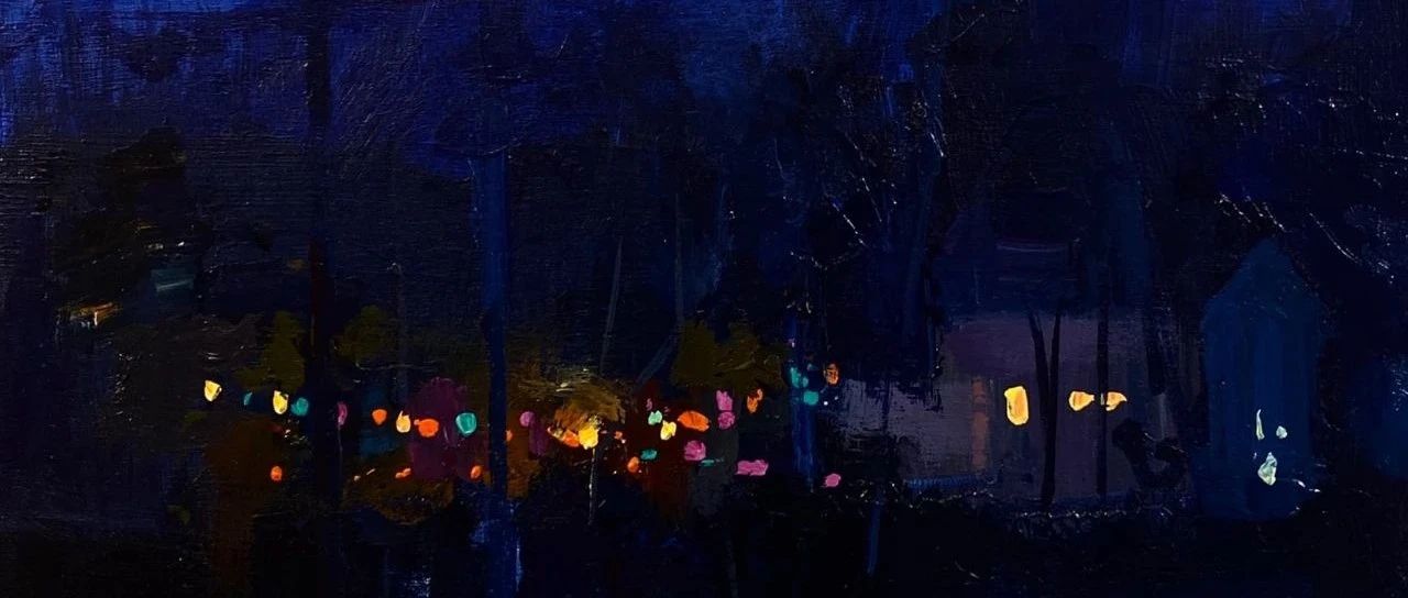 【油画】节日灯光温暖了黑暗的冬夜