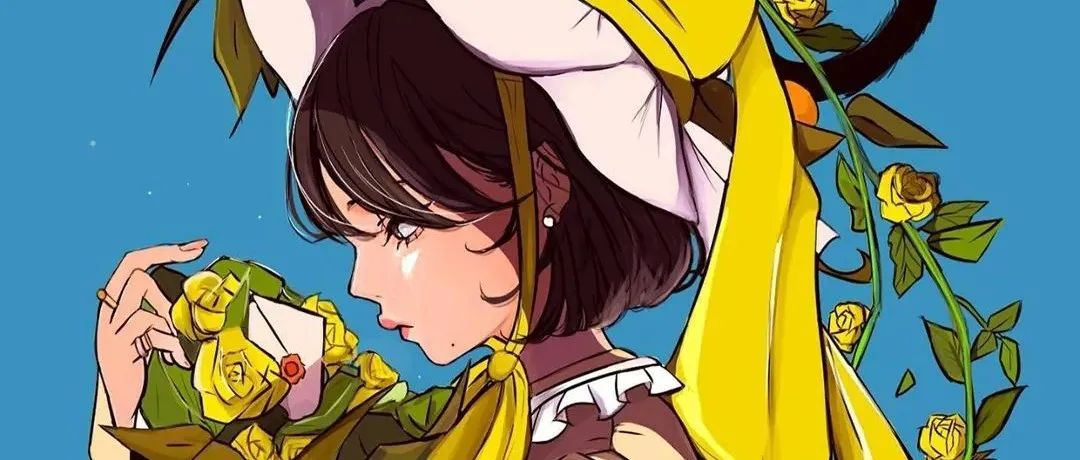 高饱和度明艳动人的少女插画，画风细腻，展现出少女的青春活力
