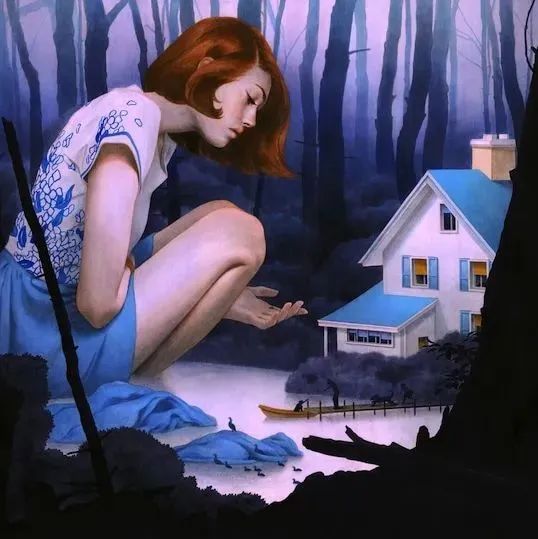 ​她的插画作品会讲故事，巨大的女孩，藏着许多小秘密