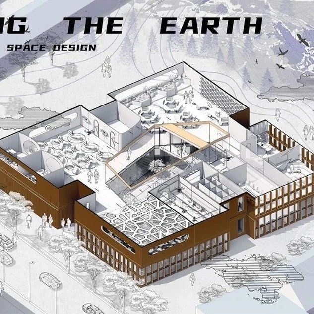 高校学生作品 | 漫游地球&amp;汉食里 江汉大学设计学院环境设计专业《办公空间室内设计》课程学生设计作品欣赏