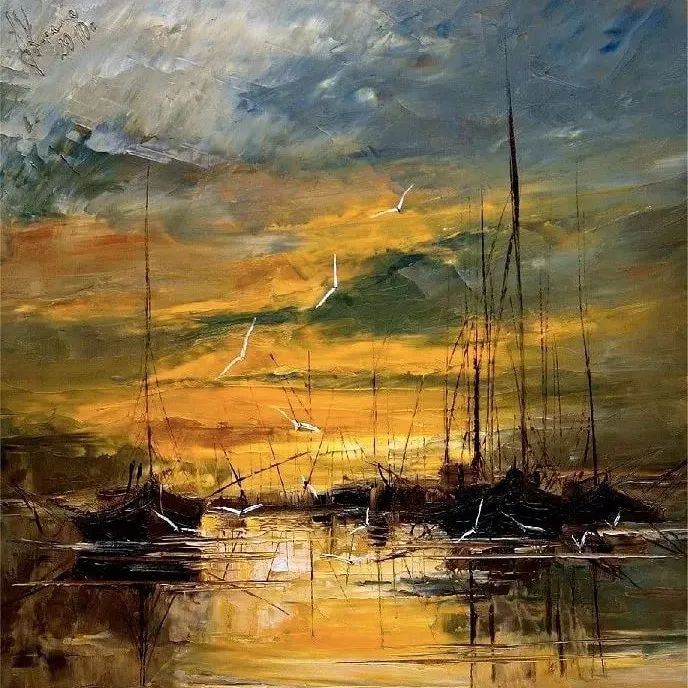 她是典型的“架上”画家，描绘出大海的质感，让人看得畅快淋漓