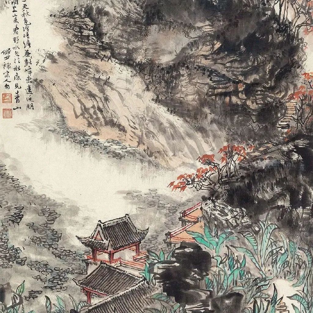 他的山水画，清新隽永、古拙奇峭！