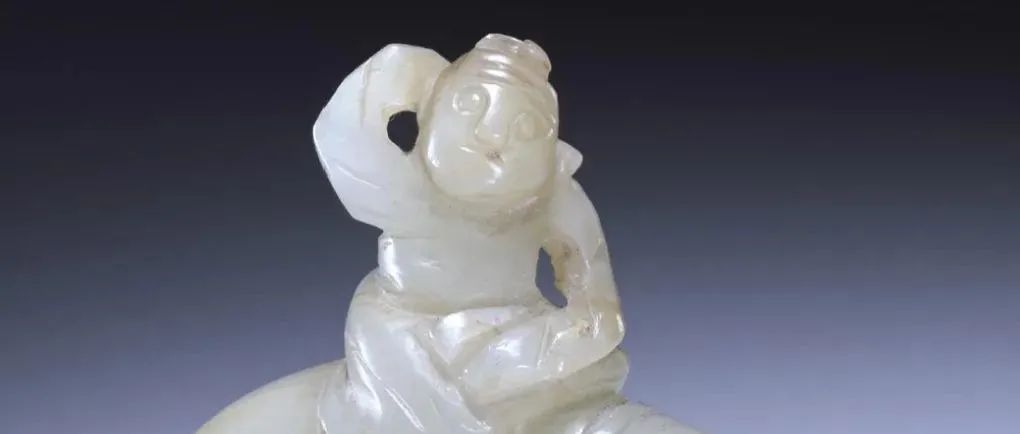 《青玉童子骑象》唐 中国- 雕塑作品欣赏（三百）
