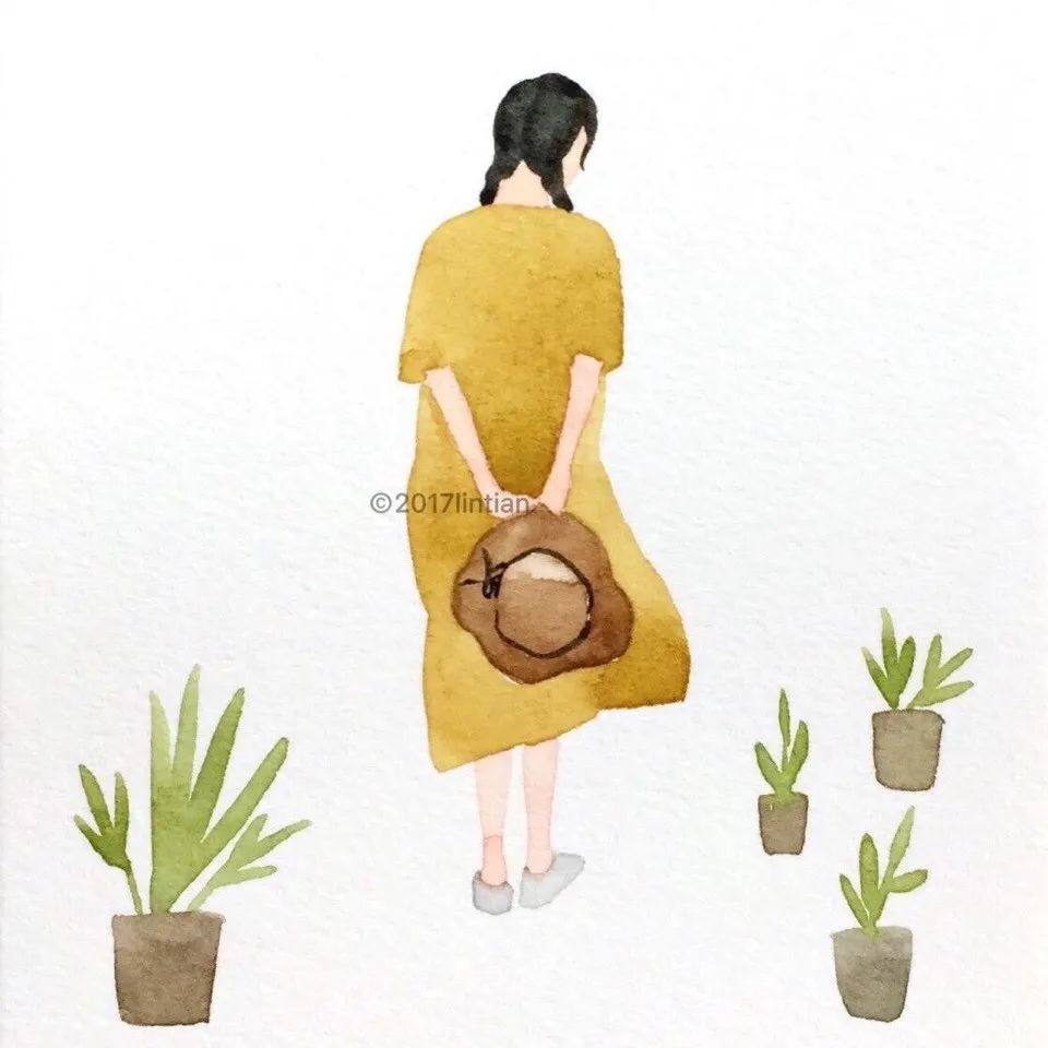 清新水彩人物作者：林田lisa绘画作品欣赏