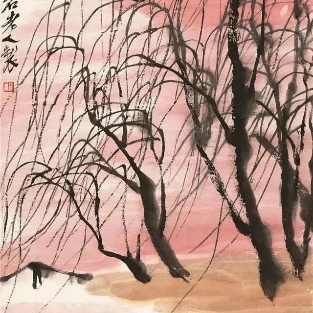 齐白石的“红”山水画，温馨而浪漫