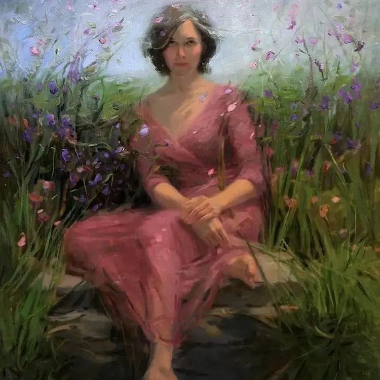 朦胧系的女性主题油画，画中不仅有故事，还藏着光
