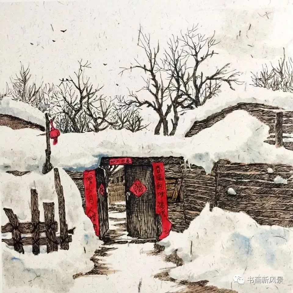 钢笔竟然画出这么美的雪景！