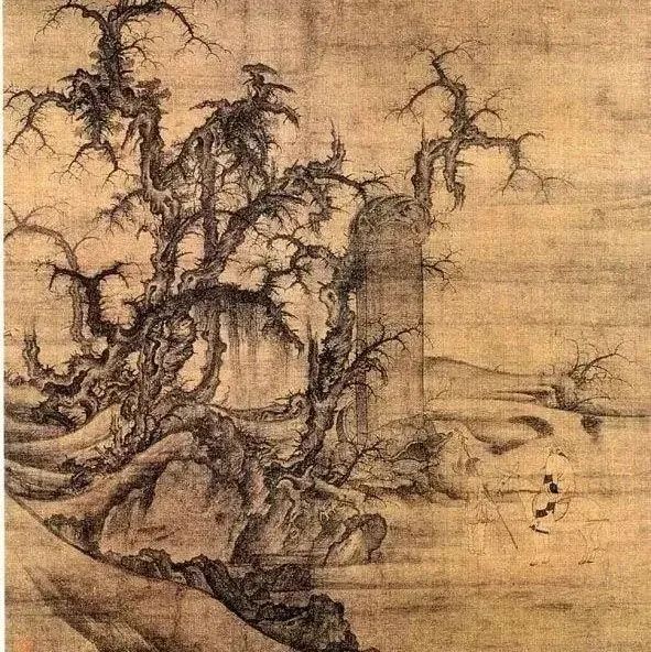 一画｜五代 李成《读碑窠石图》