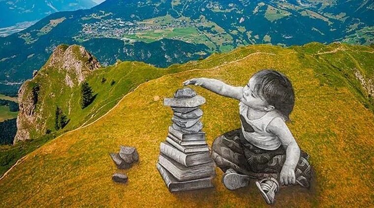 为了画一幅画，他用了一座山，作品尺寸超2500平方米