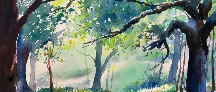 光感动人的自然画派水彩风景