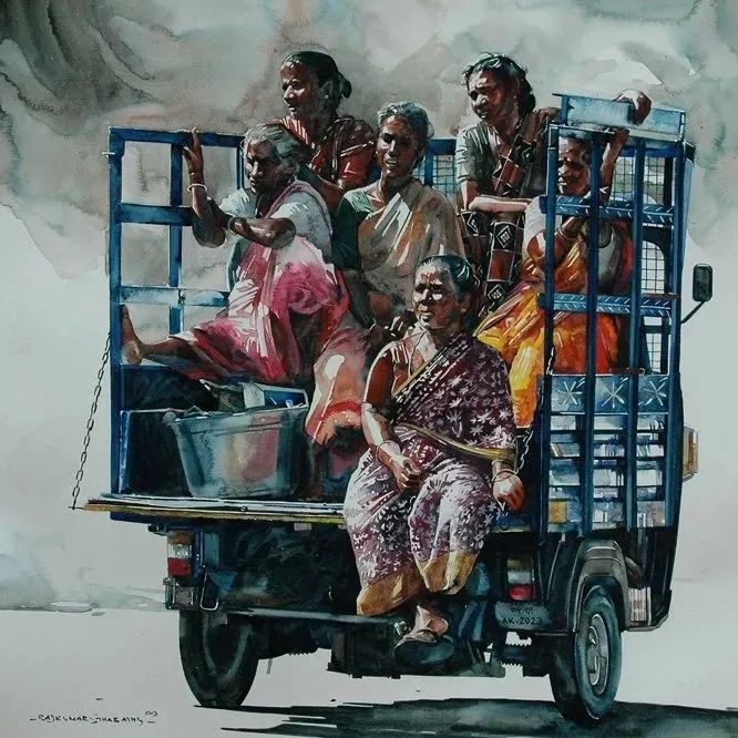 土生土长的印度水彩画家，用最写实的手法，揭露普通人的生活