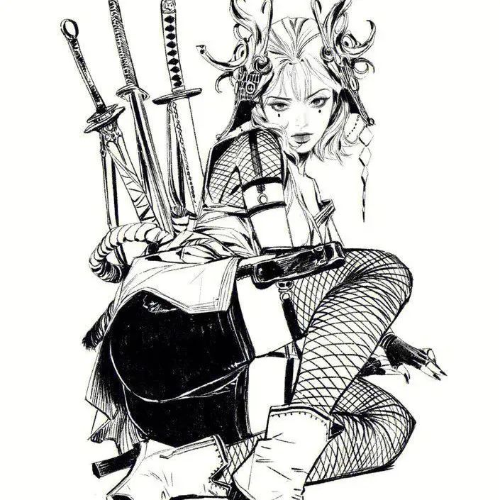插画教程｜情绪张力十足的黑白人物线稿，一张比一张绝！