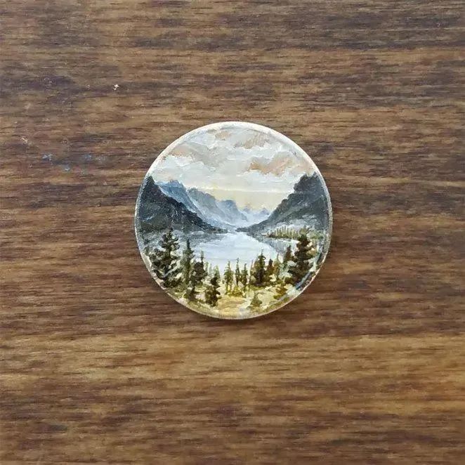 硬币也能当画布？直径仅2厘米的风景画，把人美醉了