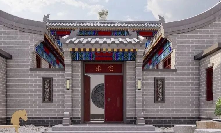 北京顺义丨14×25m二层中式三合院设计，车库、堂屋大庭院通通有