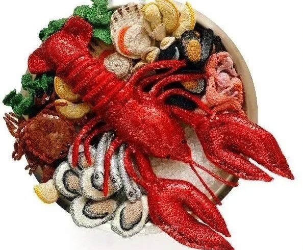 艺术分享｜有趣的针织海鲜作品