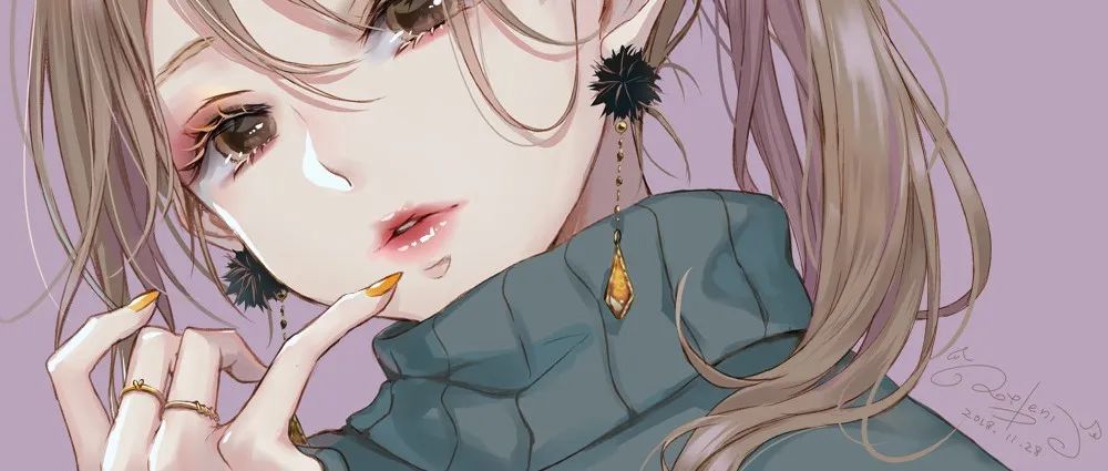 最会给女孩画口红的画师~果冻般的樱桃唇，细腻透光的肤色，简直不要太诱人！
