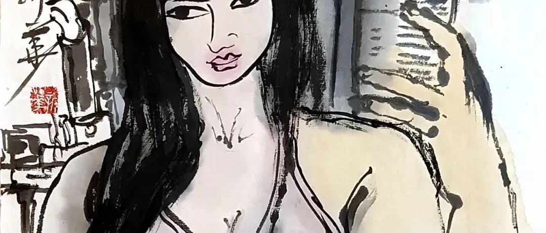 北京老刘的白描淡彩美女画