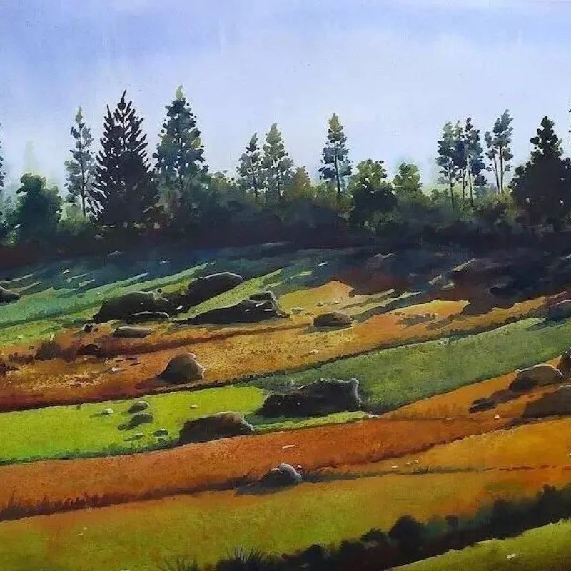 秘鲁画家Aquiles Rondan笔下的水彩田园山水风光绘画作品欣赏
