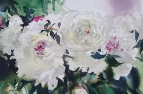 白俄罗斯水彩画家AHHA ЧEПyPHAЯ-ОЛEЙHИK水彩花卉作品