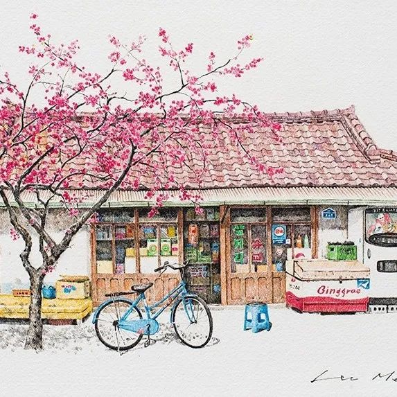 建筑插画分享作者：MeKyeoung Lee绘画作品欣赏