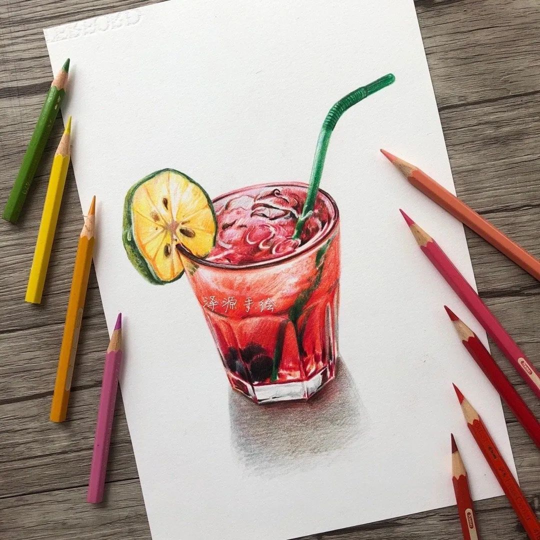 彩铅甜品系列作者：泽源手绘绘画作品欣赏