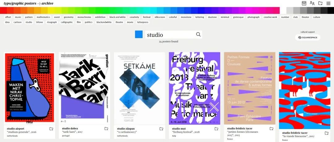 Typo/graphic posters海报设计搜索引擎网站亮相！可按颜色、标签和关键词搜索！