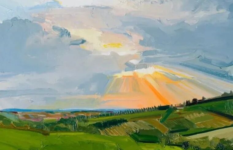 乡村风景的鸟瞰图，巴西画家德拉迪尔·阿尔梅达作品！