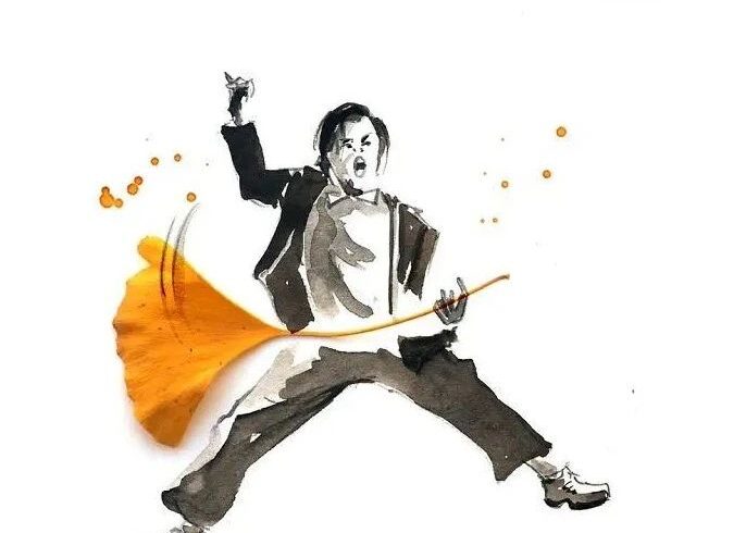 印度艺术家捡银杏叶作画，最终效果，俏皮又可爱