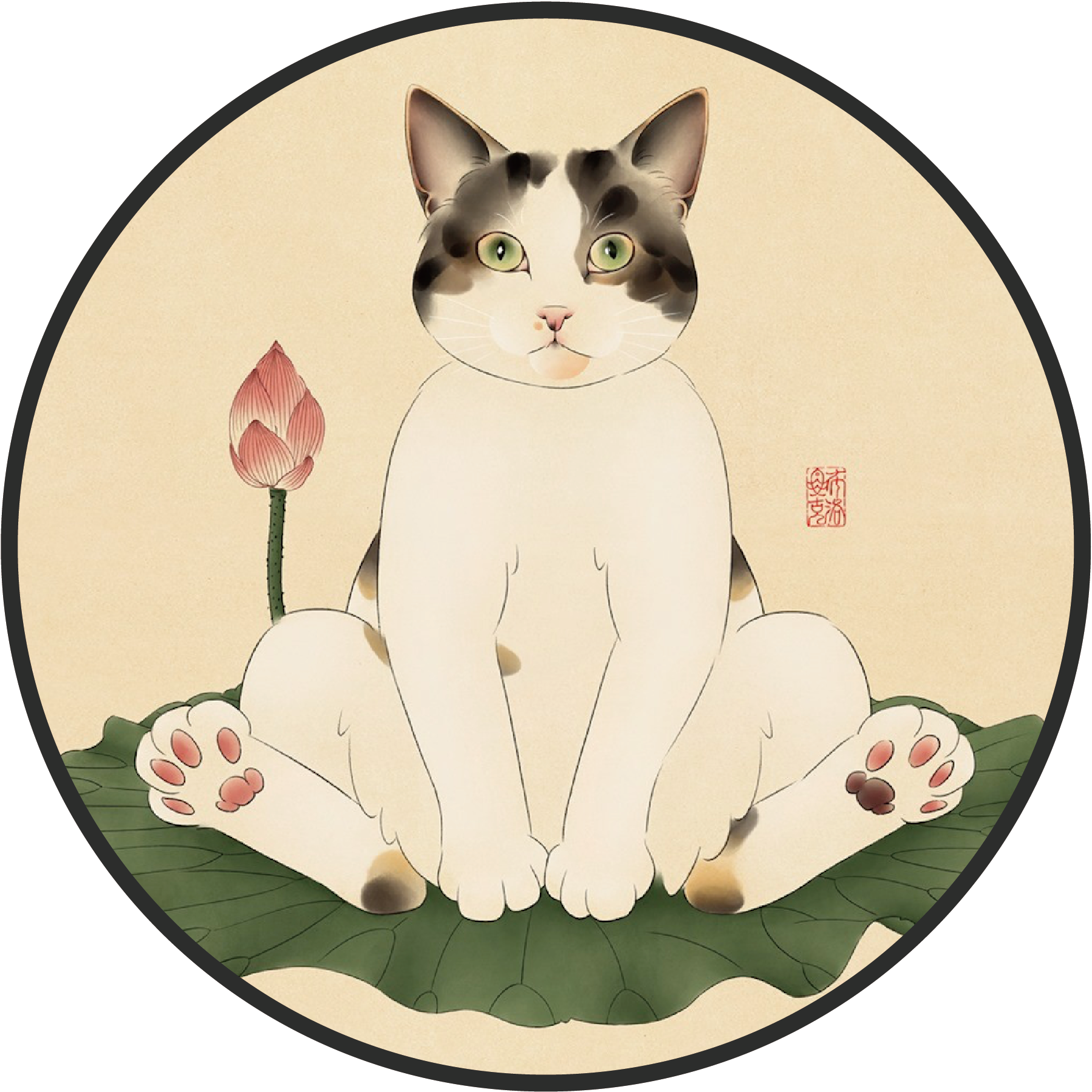插画丨东方韵味十足的猫咪画像，憨态可掬，色调淡雅干净