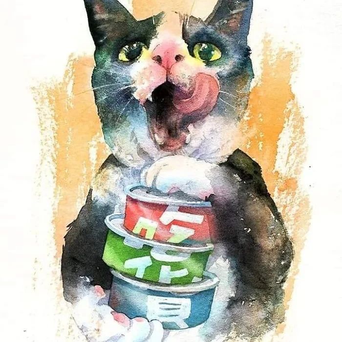 快来“云吸猫”，台湾画家的水彩猫，每一只都十分有爱