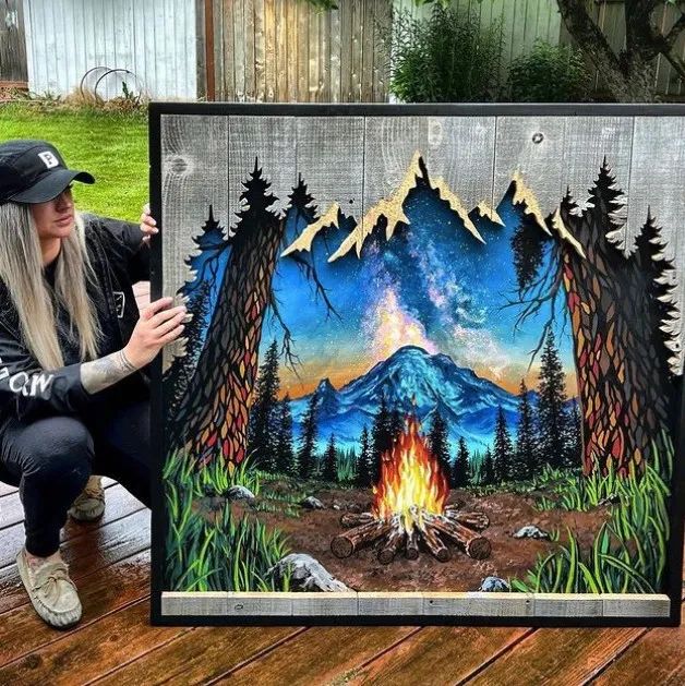 ​美女艺术家创造真“3D”风景画，网友：想钻进去一探究竟
