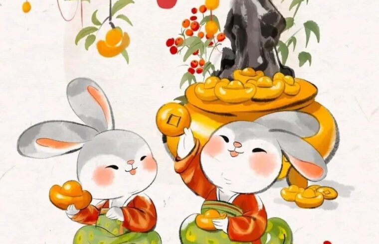 一组可爱的国风小兔兔！
