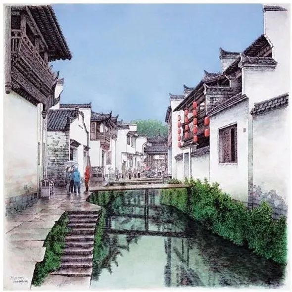 庞恩昌钢笔水彩画作品