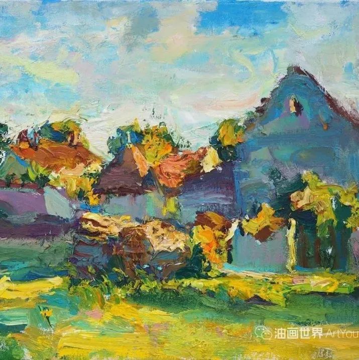 肌理厚重的风景静物油画，法国画家安东尼·帕塞马德作品