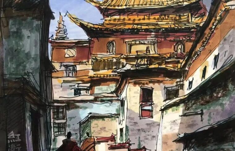 陈红卫建筑风景写生新作欣赏！