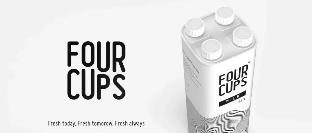俄罗斯包装｜FOUR CUPS 牛奶