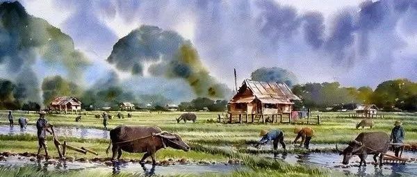 泰国水彩画家风景绘画作品欣赏