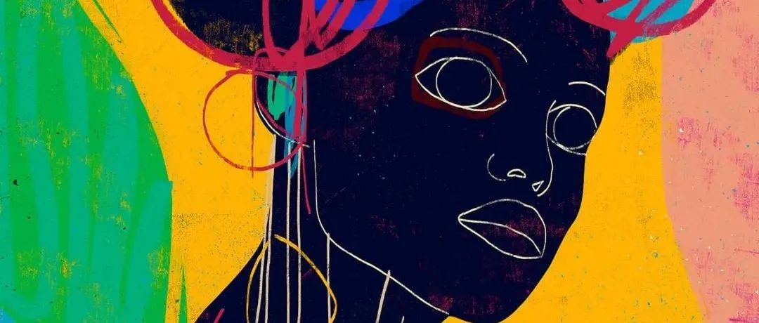 大胆的肖像画，极简的线条勾勒出富有表现力的女性形象。