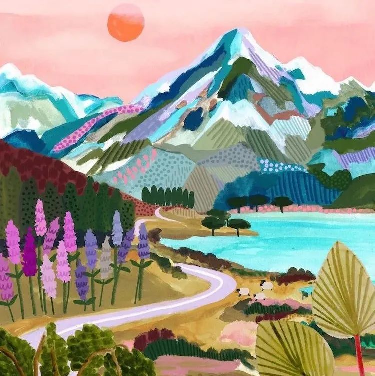 女孩把景点“打卡照”画成了彩色插画，魅力加成，引人疯狂种草